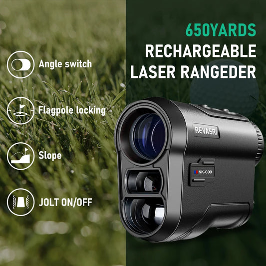 REVASRI Golf Rangefinder Rechargeable Distance Meter with Slope Switch and Flag Lock Vibration for Golfing Promotion and Hunting